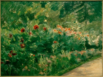 Massifs de fleurs dans le jardin utilitaire vers le sud-ouest